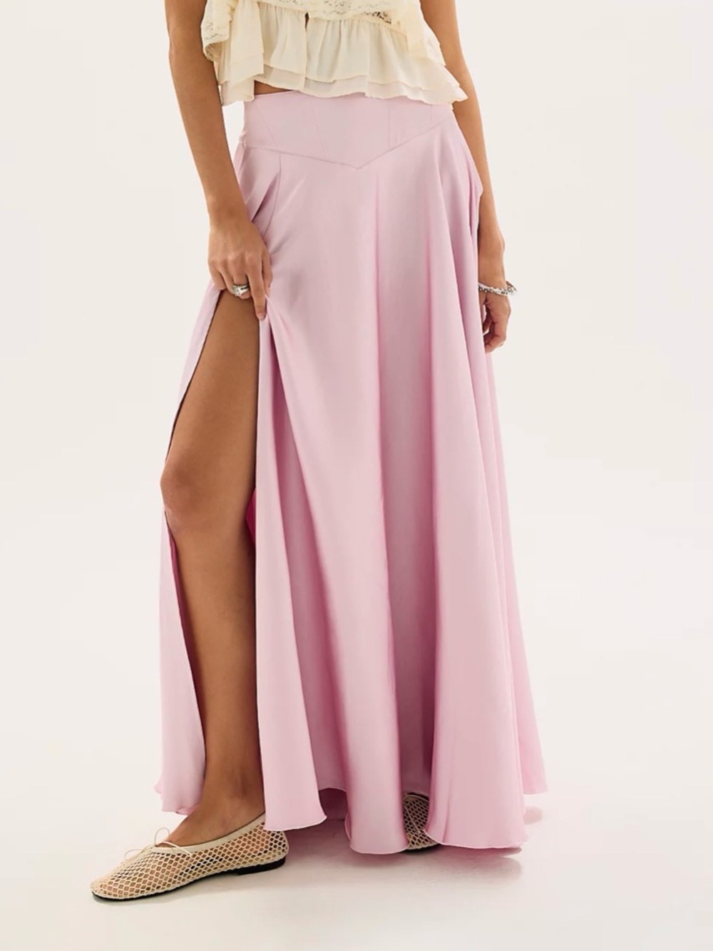 NWT Free People Blush Pink Maxi Skirt with Side Slit